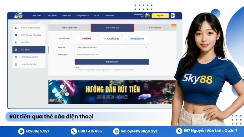 Rút tiền Sky88: Rút tiền qua thẻ cào điện thoại