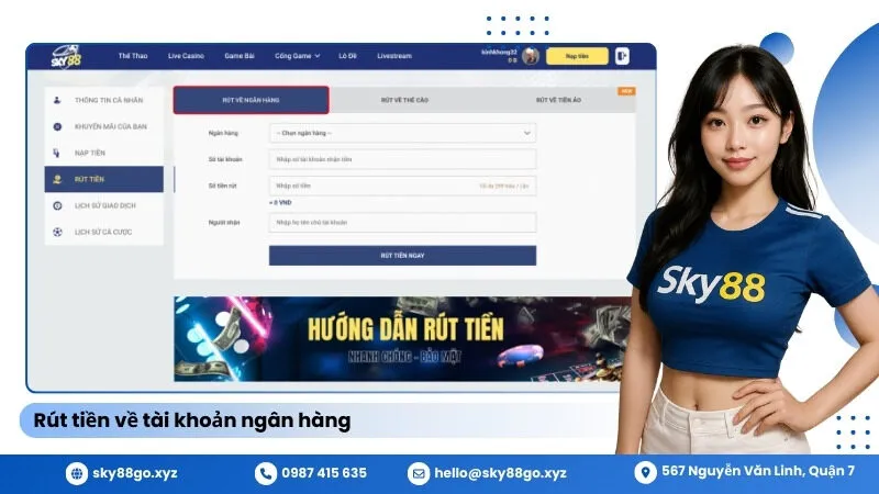 Rút tiền Sky88: Rút tiền về tài khoản ngân hàng